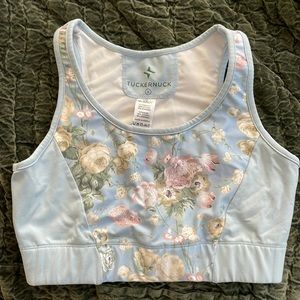Tuckernuck TNUCK Sport Breezy Blue Chintz Sports Bra sz S NWT Power Mesh